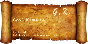 Gróf Klaudia névjegykártya